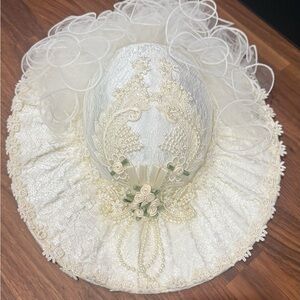 Vintage Elegant Wedding Lace and Beaded Hat.